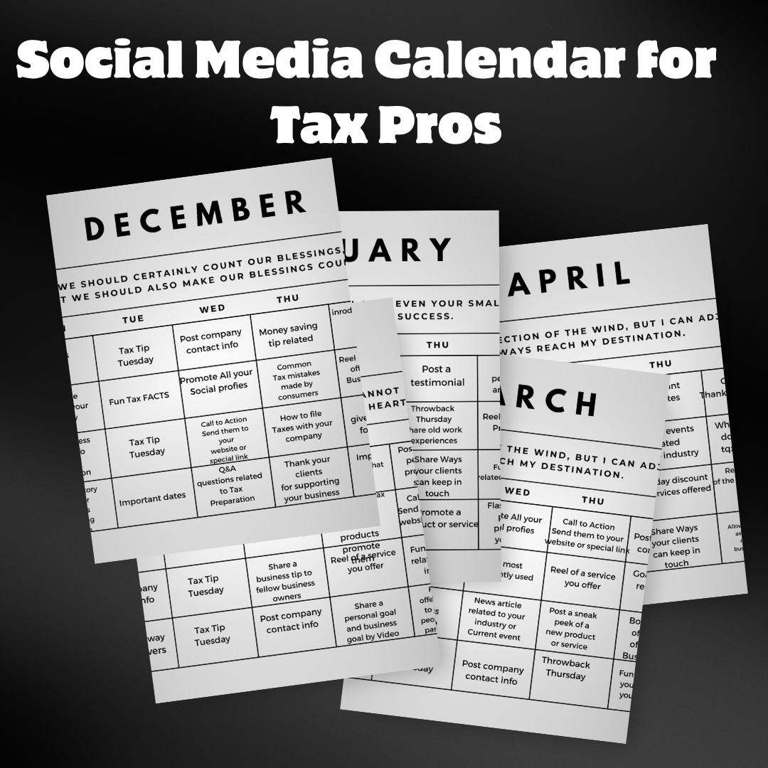 Social media Calendar for Preparers